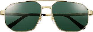 Santos de Cartier太阳眼镜 抛光拉丝镀金饰面金属，绿色镜片