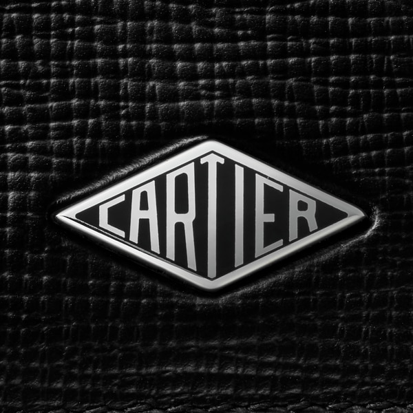 Cartier Losange系列小皮具，卡片夹 黑色粒纹小牛皮，黑色珐琅和镀钯饰面