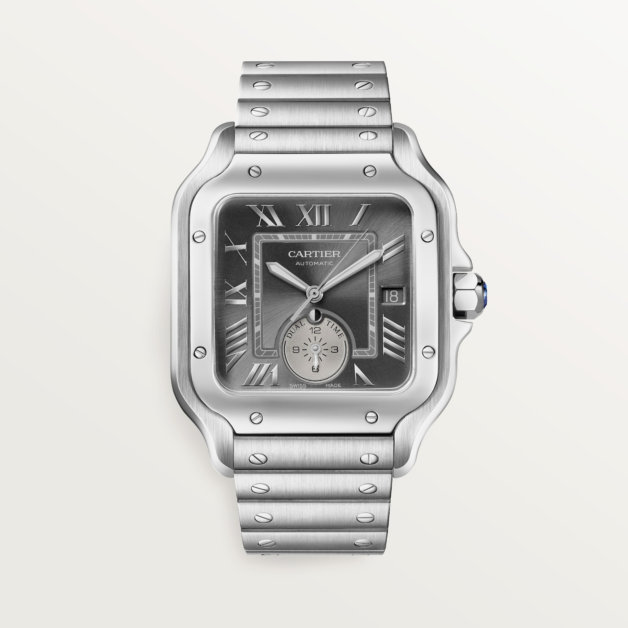 Santos de Cartier watchLarge model, automatic, dual time zone, steel