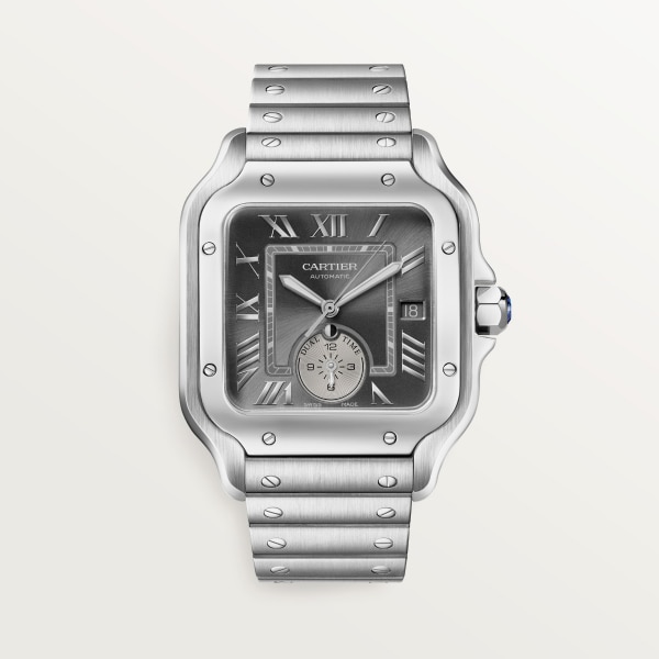 Santos de Cartier watch Large model, automatic, dual time zone, steel