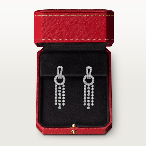 Agrafe earrings, brilliant-cut diamonds, paved White gold, diamonds