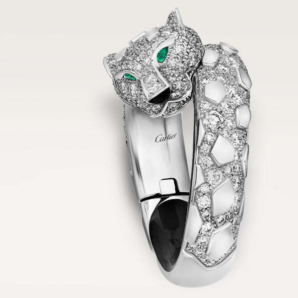 Panthère de Cartier earrings White gold, black lacquer, onyx, emeralds, diamonds