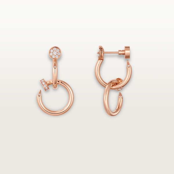 Juste un Clou earrings , double, diamonds Rose gold, diamonds