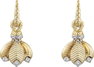 Grain de Café earrings Yellow gold, white gold, diamonds