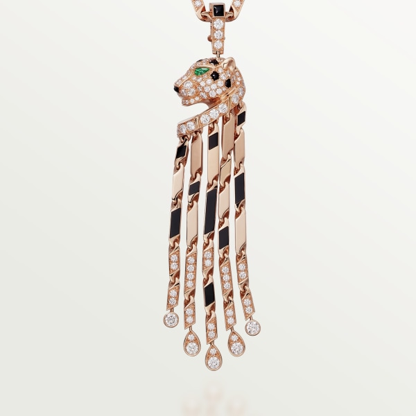 Panthère de Cartier卡地亚猎豹项链 玫瑰金，缟玛瑙，祖母绿，钻石