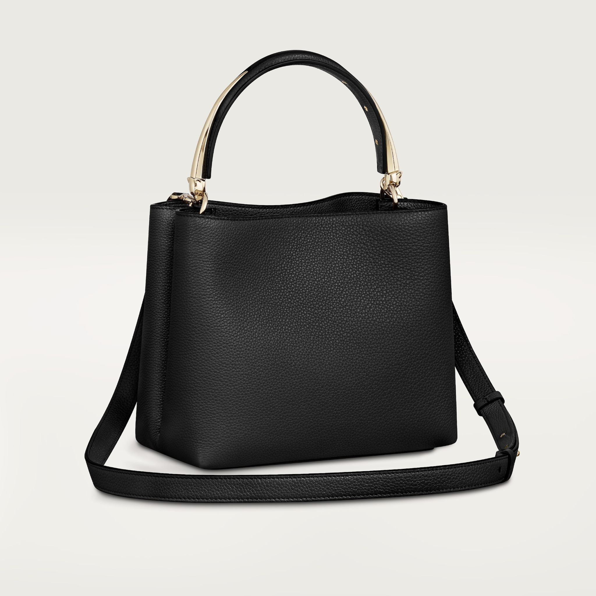 Top handle bag small model, Panthère de CartierBlack grained calfskin