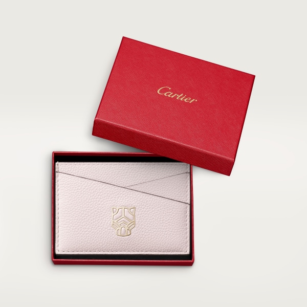 Simple card holder, Panthère Graphique de Cartier Petal pink grained calfskin, golden finish