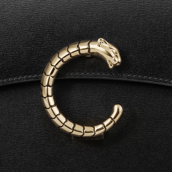 Small bag, Panthère C Grained black calfskin, animated grip, gold finish