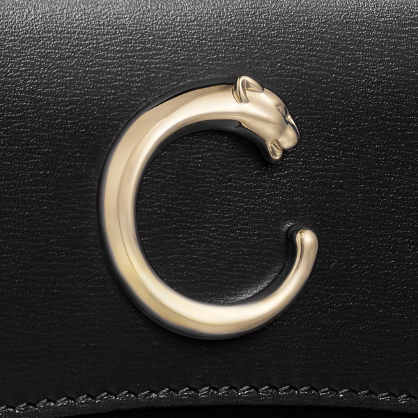 Panthère de Cartier卡地亚猎豹系列超小号款链条手袋  黑色小牛皮，镀金饰面