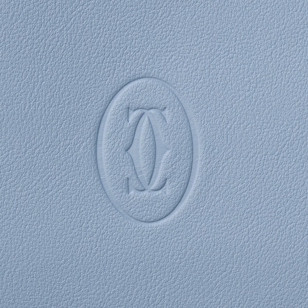 6 credit card compact wallet, Must de Cartier Sky blue calfskin, palladium finish