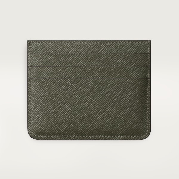 Card holder, C de Cartier Green tea calfskin, golden-finish with gadroon motif