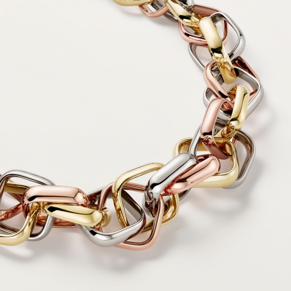 Trinity cushion necklace, extra-large model White gold, yellow gold, rose gold
