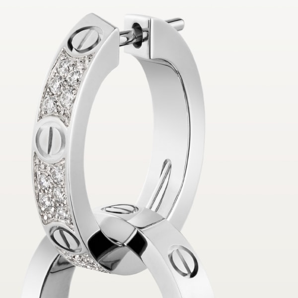 Love earrings, transformable, semi-paved White gold, diamonds