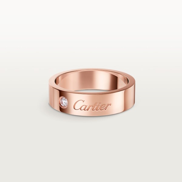 C de Cartier wedding ring, 5 mm width, 1 diamond Rose gold, diamond
