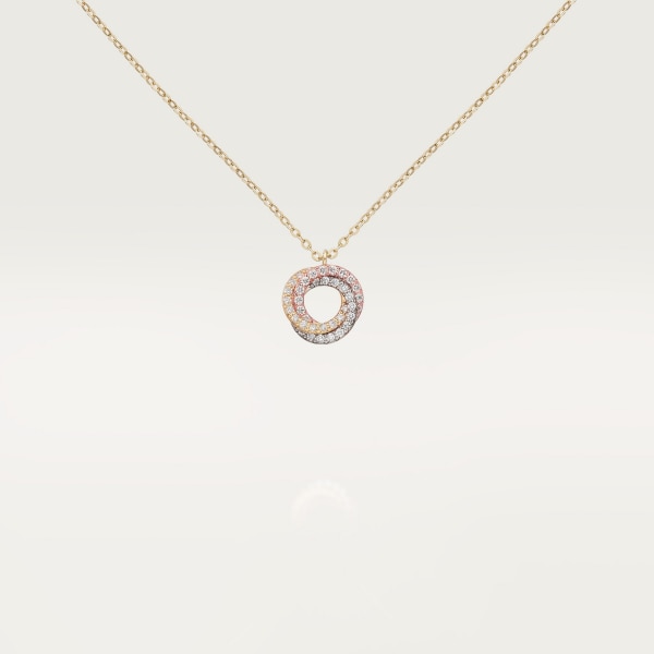 Trinity pendant, paved White gold, yellow gold, rose gold
