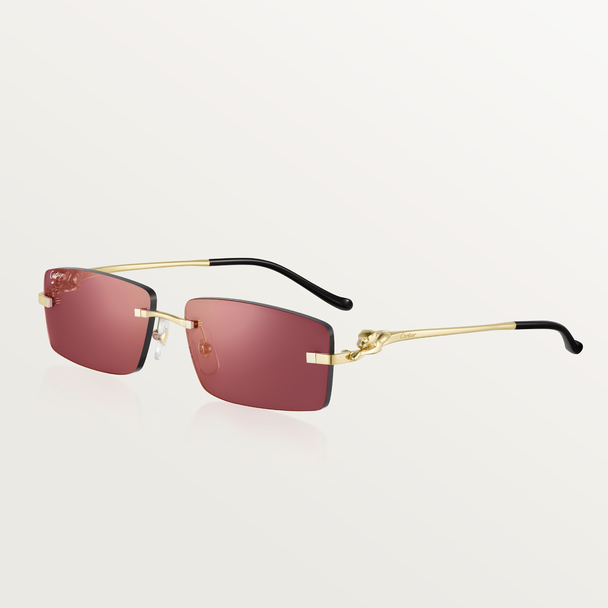 Panthère de Cartier sunglassesSmooth golden-finish metal, burgundy lenses