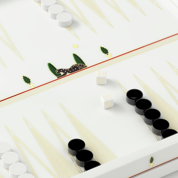 Backgammon game with panther motif Lacquered wood