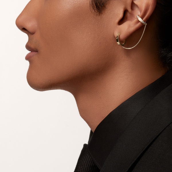 Love single earring, semi-paved Yellow gold, diamonds
