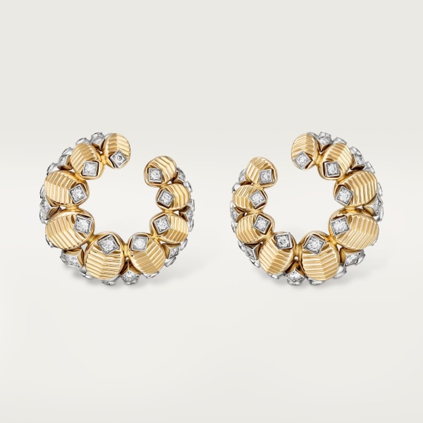 Grain de Café earrings Yellow gold, white gold, diamonds