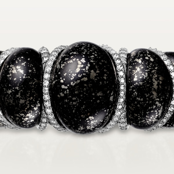 Tressage Bracelet Platinum , obsidians