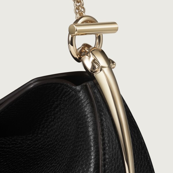 Mini crossbody bag, Panthère Double Grained black calfskin