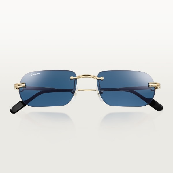 Première de Cartier Sunglasses Smooth golden-finish metal, blue lenses 