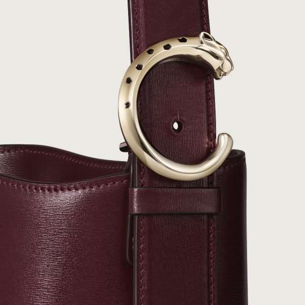 Small model bucket bag, Panthère C de Cartier Grape grained calfskin, golden finish