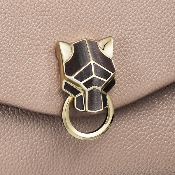 Small model chain bag, Panthère Graphique de Cartier Clay-coloured grained calfskin, golden finish