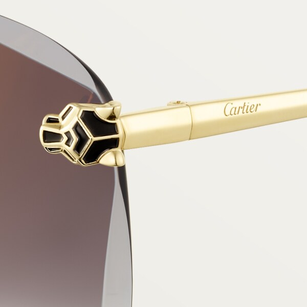 Panthère de Cartier Sunglasses Smooth golden-finish metal, grey lenses