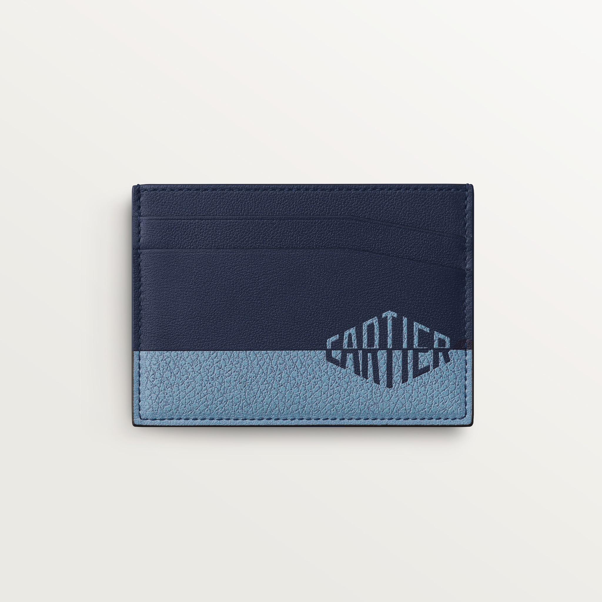 Double card holder, Cartier Losange ShadowNavy and sky blue calfskin