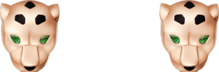 Panthère de Cartier卡地亚猎豹耳环 玫瑰金，亮漆，沙弗莱石，缟玛瑙