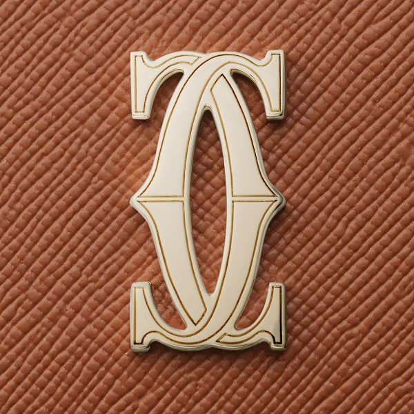 Simple card holder, C de Cartier Caramel textured calfskin, golden finish