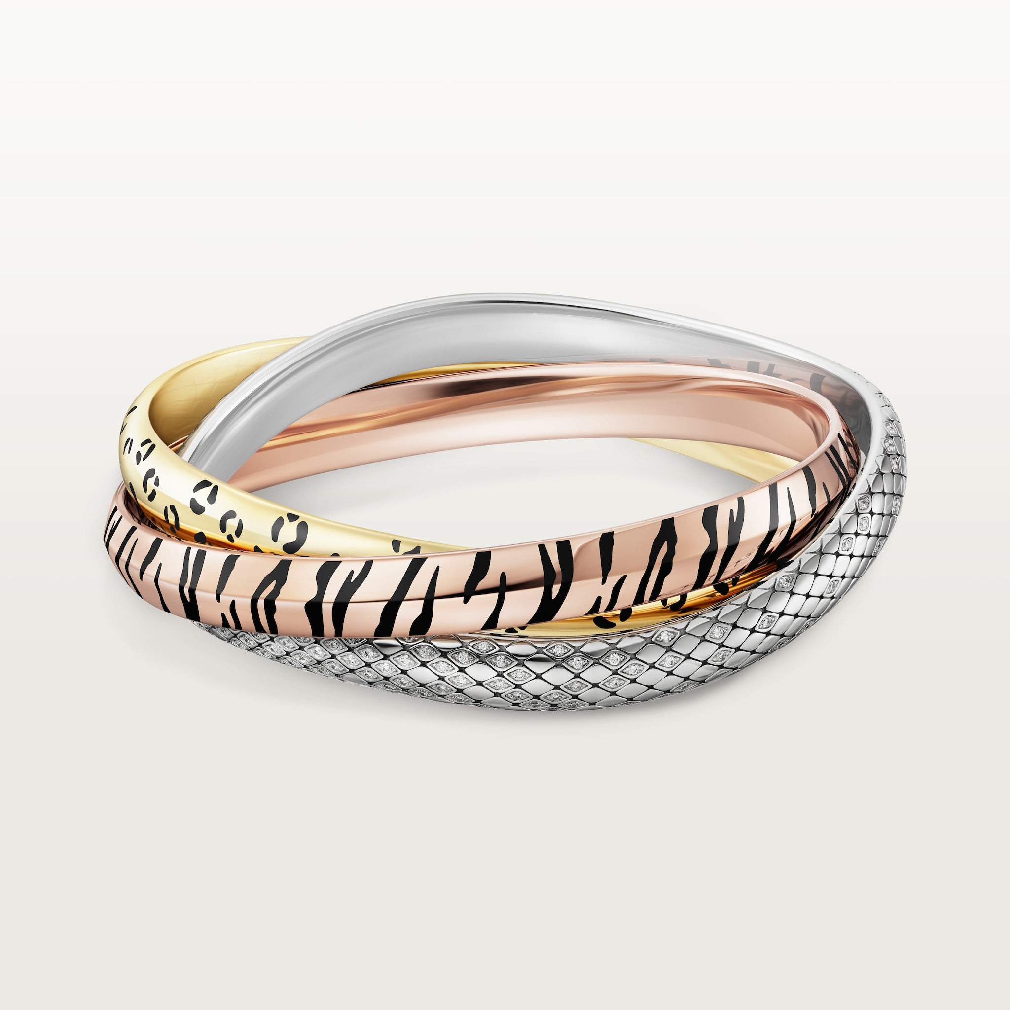 Trinity bracelet, lacquer, diamondsYellow gold, rose gold, white gold, lacquer, diamonds