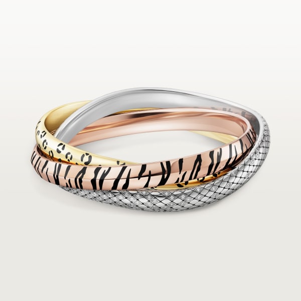 Trinity bracelet, lacquer, diamonds Yellow gold, rose gold, white gold, lacquer, diamonds