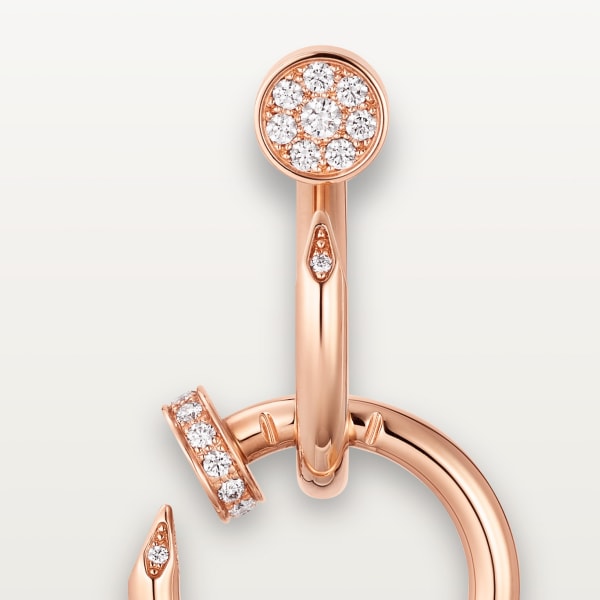 Juste un Clou earrings , double, diamonds Rose gold, diamonds
