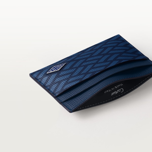 Double card holder, Cartier Losange Mimosa yellow calfskin, embossed with Cartier signature motif, palladium finish