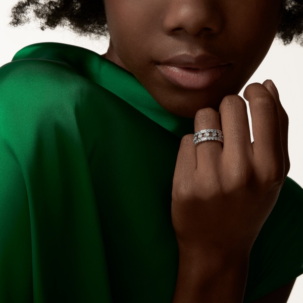 Broderie de Cartier ring, triple row, diamonds White gold, diamonds