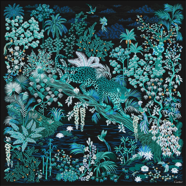 Scarf  Black and petrol blue silk twill