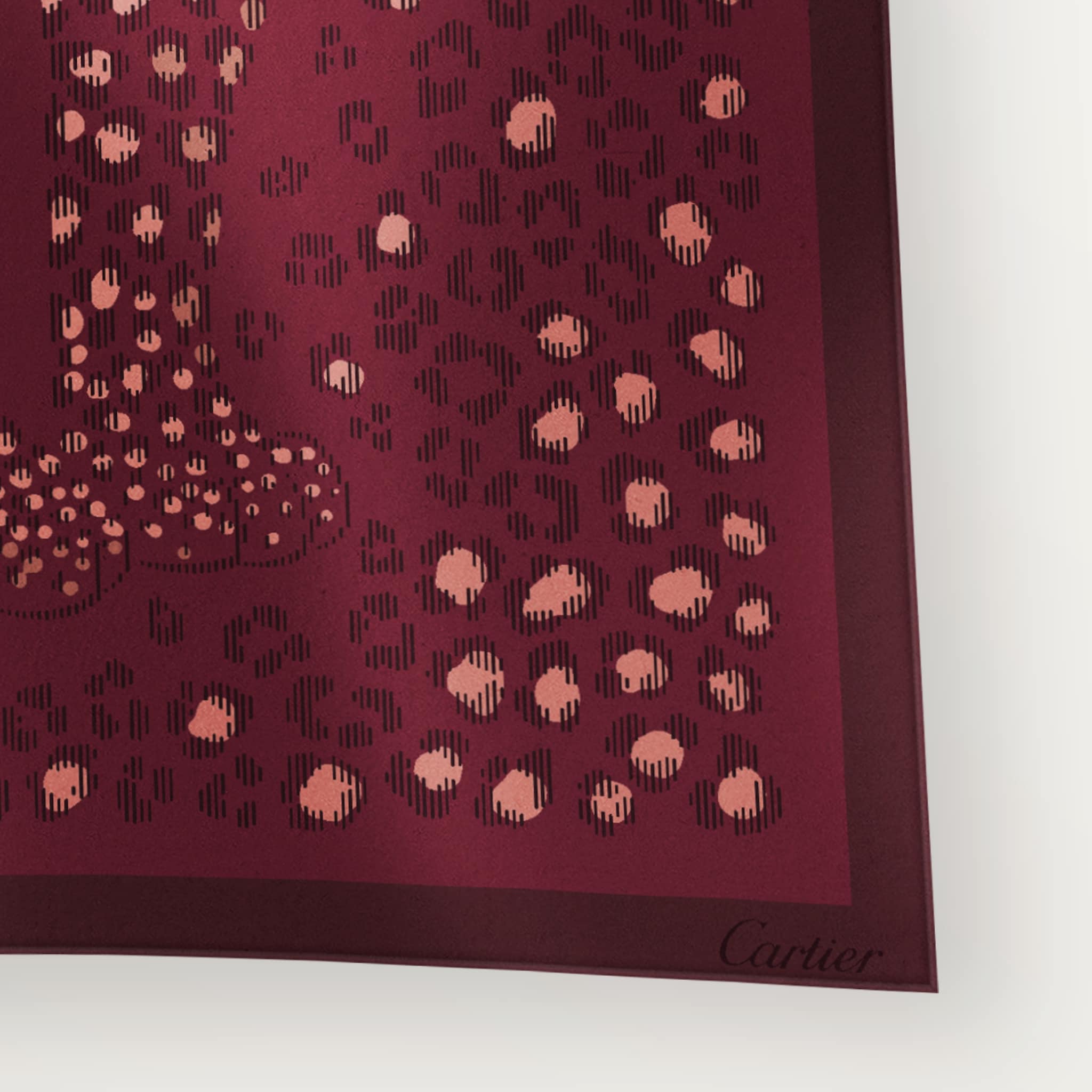 90 scarf, Panthere dotsGrape silk twill