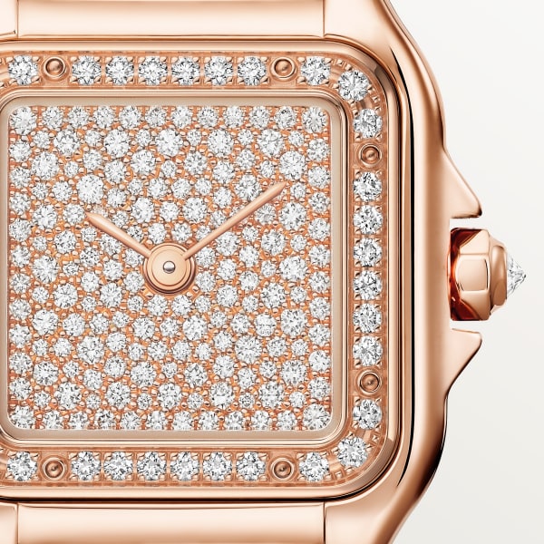 Panthère de Cartier watch Small model, quartz movement, rose gold, diamonds