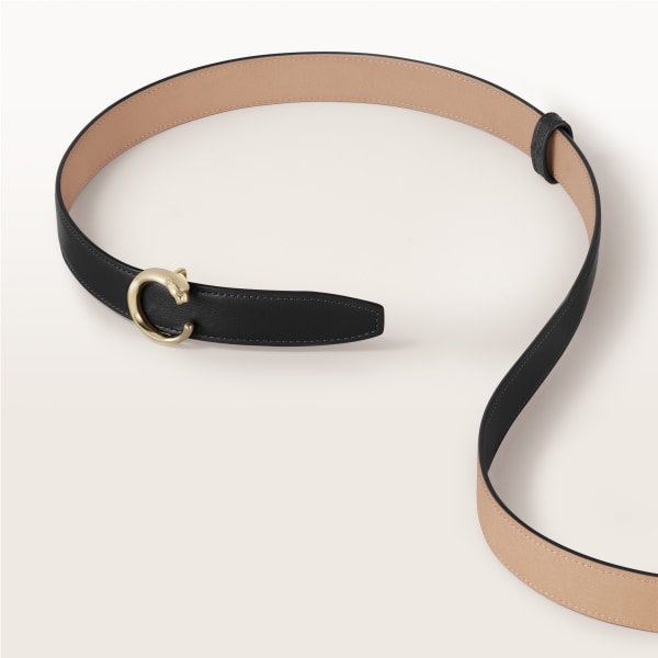 Belt, Panthère de Cartier, Size M (85 cm) Black cowhide, golden-finish buckle