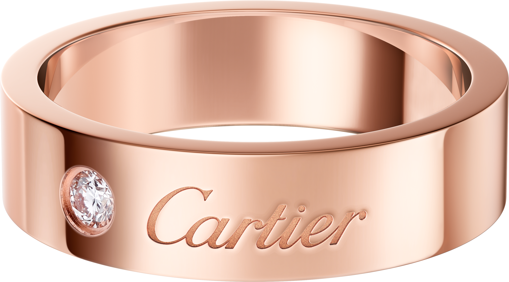 C de Cartier wedding ring, 5 mm width, 1 diamondRose gold, diamond