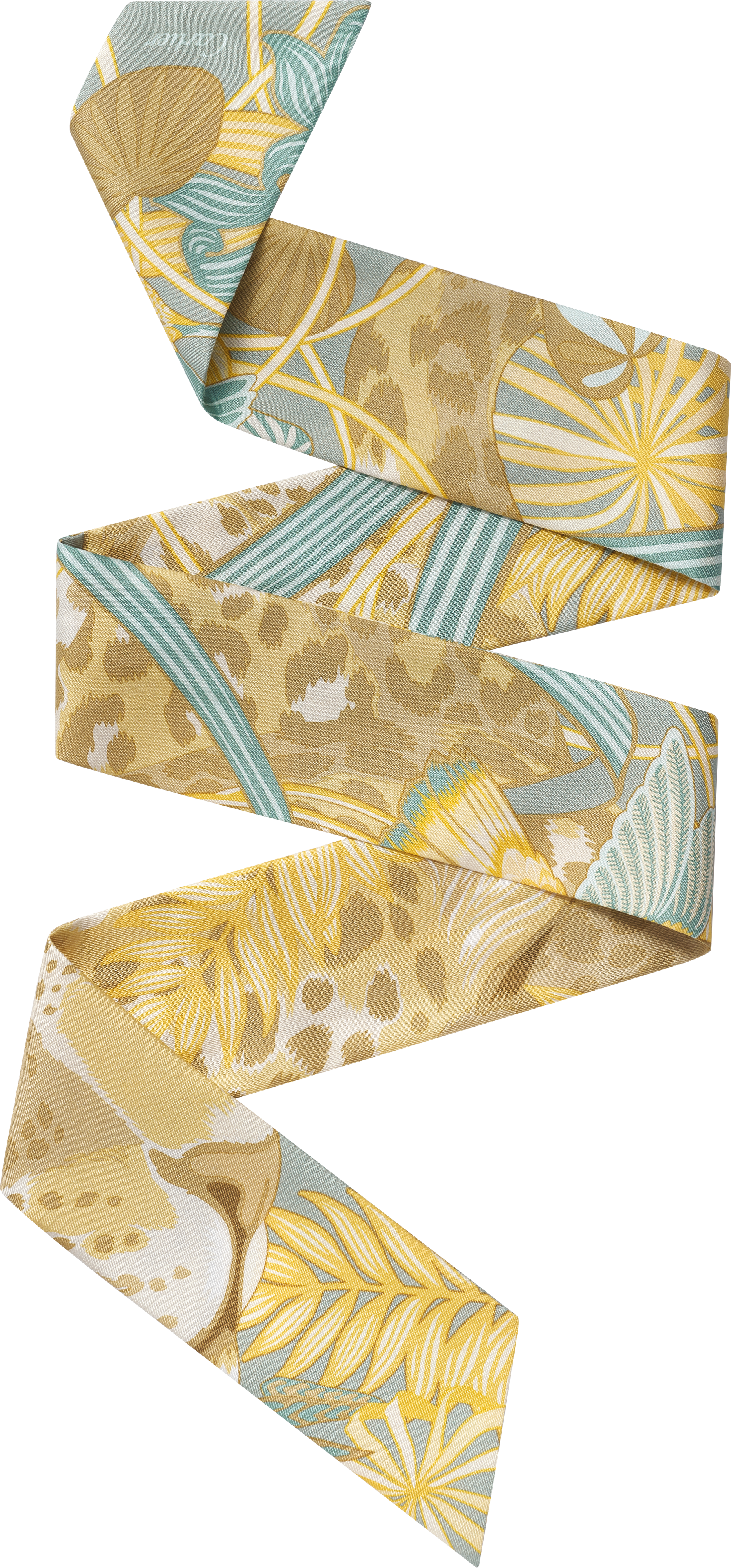 Panther in the Jungle bandeauSage green & mimosa yellow silk twill