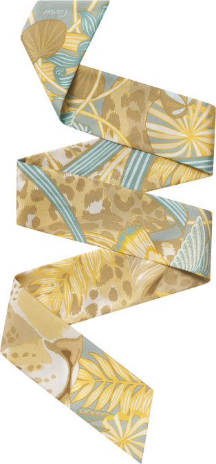 Panther in the Jungle bandeau Sage green & mimosa yellow silk twill