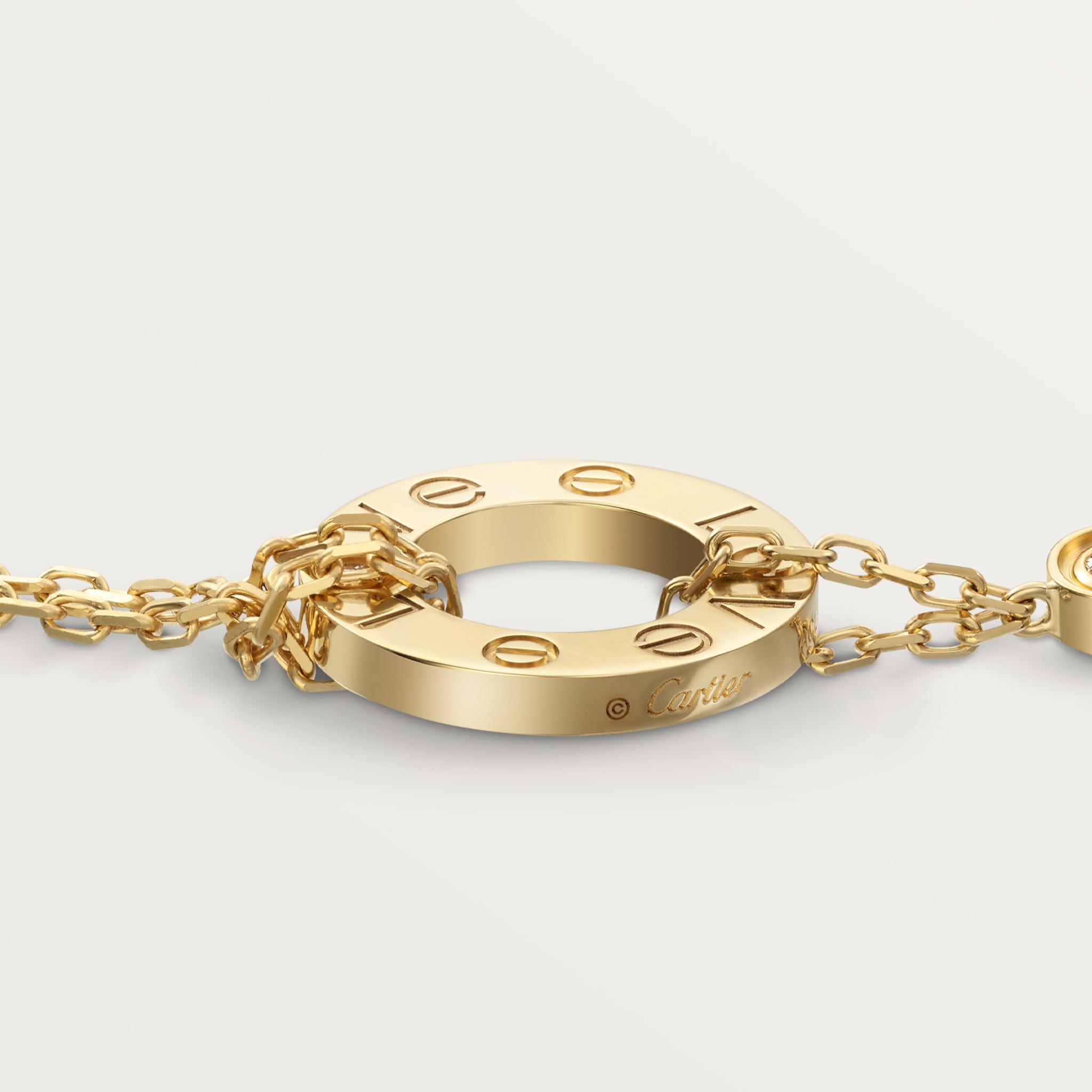 Love bracelet, on chain, 2 diamondsYellow gold, diamonds