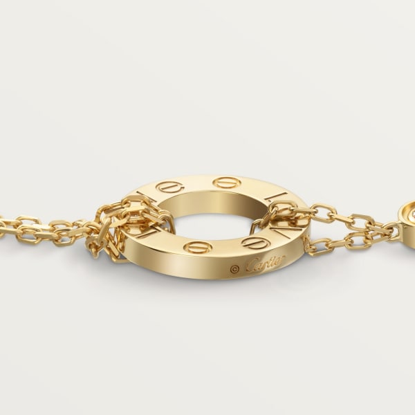 Love bracelet, on chain, 2 diamonds Yellow gold, diamonds