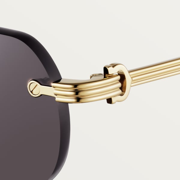 Première de Cartier sunglasses Smooth golden-finish metal, grey lenses