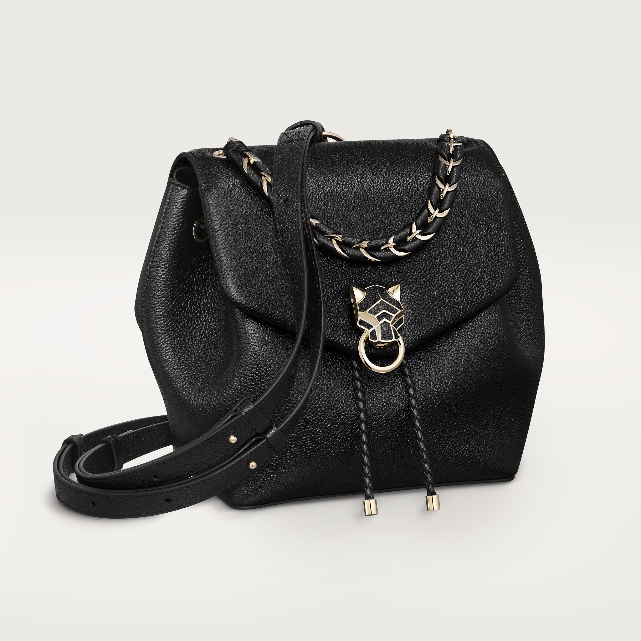Backpack, Panthère GraphiqueBlack grained calfskin, golden finish