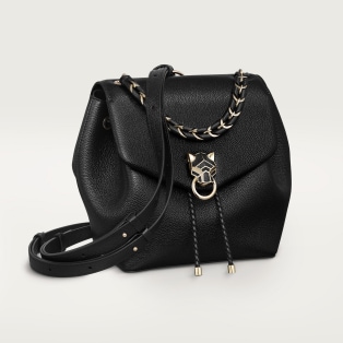 Backpack, Panthère Graphique Black grained calfskin, golden finish