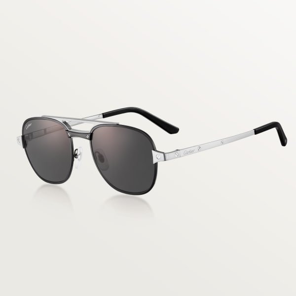 Santos de Cartier, Sunglasses Brushed black PVD and dark ruthenium-finish metal, black polarised lenses 